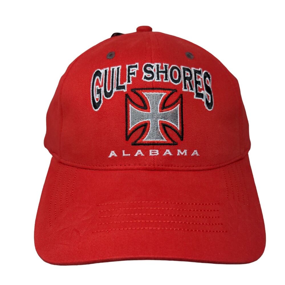 Gulf Shores Alabama Strapback Hat Red OSFA Embroidered W/Tags Bio-Domes Headgear
